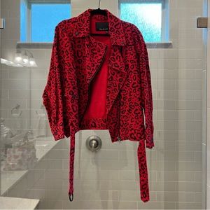 Red leopard moto jacket